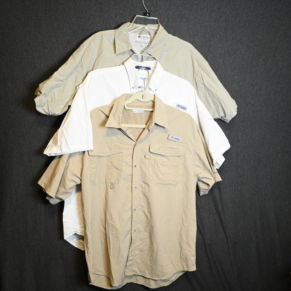 Lot of 3 Columbia PFG Men's M Button Up Shirts Fishing Outdoors Vented